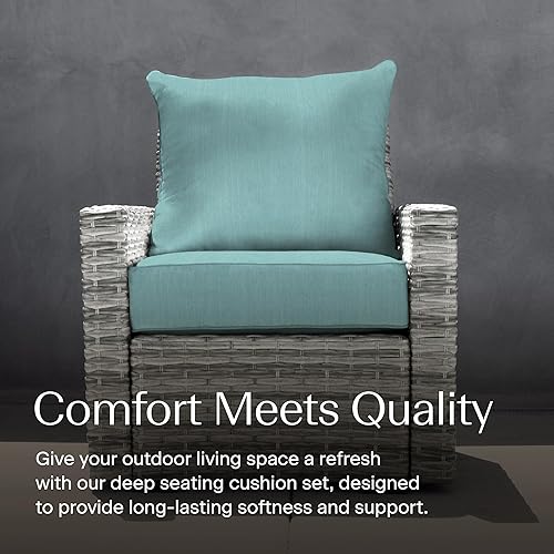 Vista 100 de Honeycomb - Asiento profundo para exteriores, 24 pulgadas de ancho x 23 pulgadas de profundidad, cojín para silla de exterior, rayas marfil y negro