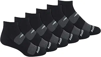 Saucony Men's Rundry Mesh Ventilating Comfort Fit Performance Quarter Socks (6, 12 Pairs)