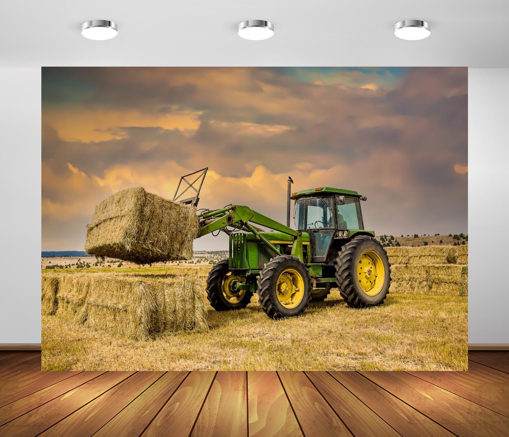 Ilustración De Escena De Granja De Pixel Art Con Tractor Granero Silo  Molino Fondo De Casa, image size:1650x1417