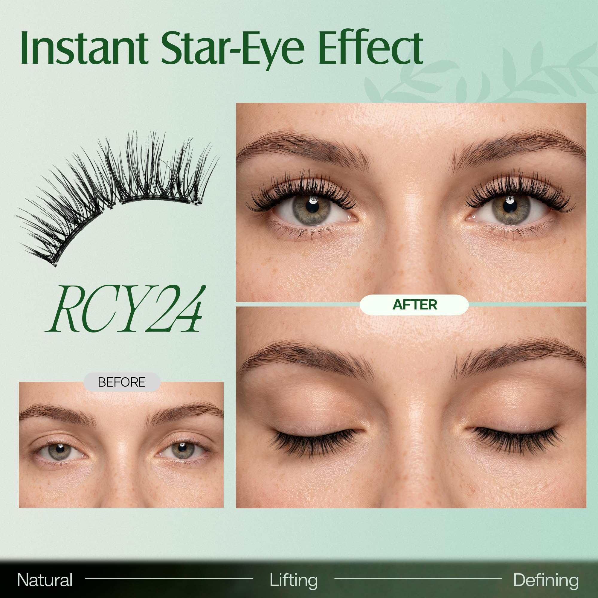 LASHVIEW Weiche, magnetische Wimpern mit Applikator, wiederverwendbar, weich, magnetisch, natürliches Aussehen, kein Kleber erforderlich, bequem und praktisch, tragbare All-in-One-Box (RCY24)