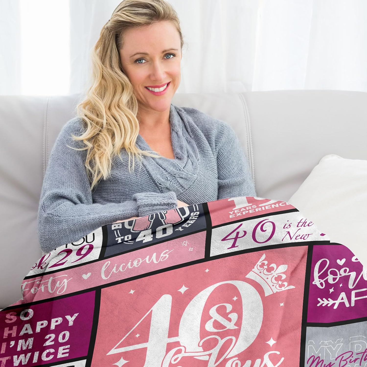 40th Birthday Gifts Women, 40 Year Old Birthday Gifts for Women, Forty Bday Gift 1986 40th Bday Decorations Woman, 40 Yr Old Birthday Gift Blanket 60"x50" - Image 2