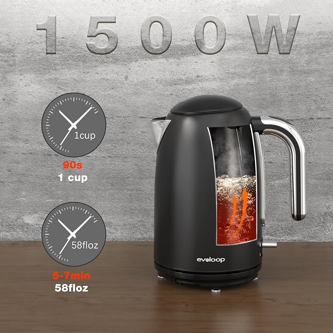 Hervidor eléctrico evoloop 1.7L acero inox negro miniatura 6
