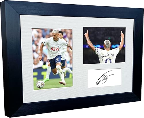 Richarlison Tottenham Hotspur Spurs 202223 - Marco de fotos A4 con triple autógrafo de 12 x 8 pulgadas póster de fútbol americano