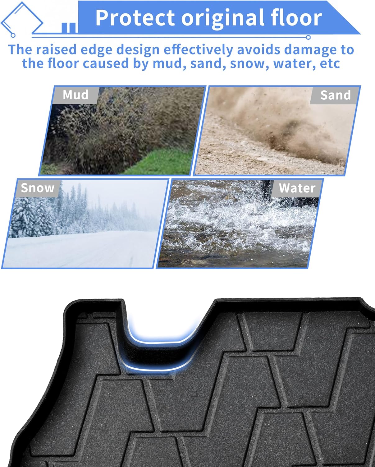 Front Floor Mat Set for Kawasaki Mule PRO DX DXT FX FXR FXT 800 1000 2015-2025 Accessories, TEP All Weather Protection Antislip Rubber Floor Liner Slush Mat Replace #KAF080-033