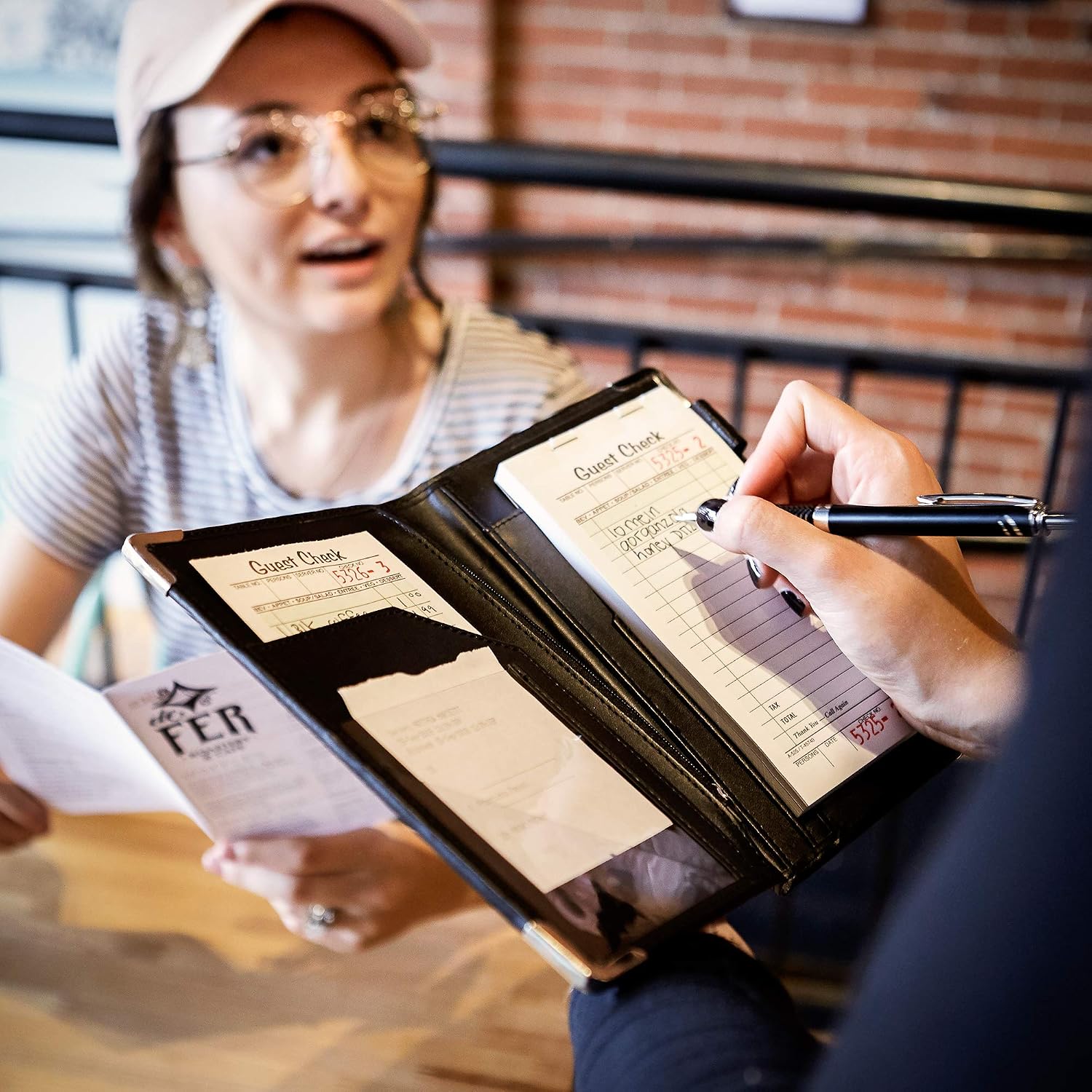 Brinero Professional Server Books for Waitress, Dual Core Deluxe Server Book Organizer for a Sturdy Surface, Metal Zipper, Server Book - Waitress Book Organizer - Servers Book for Waitress (Sage Green)
