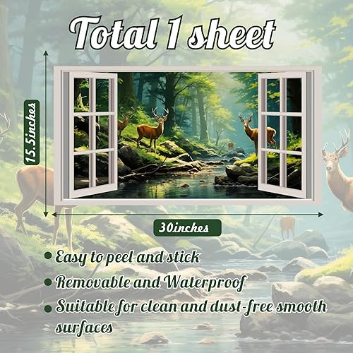 Miniatura 5 de KOKOLAP Calcomanías de pared de bosque verde 3D