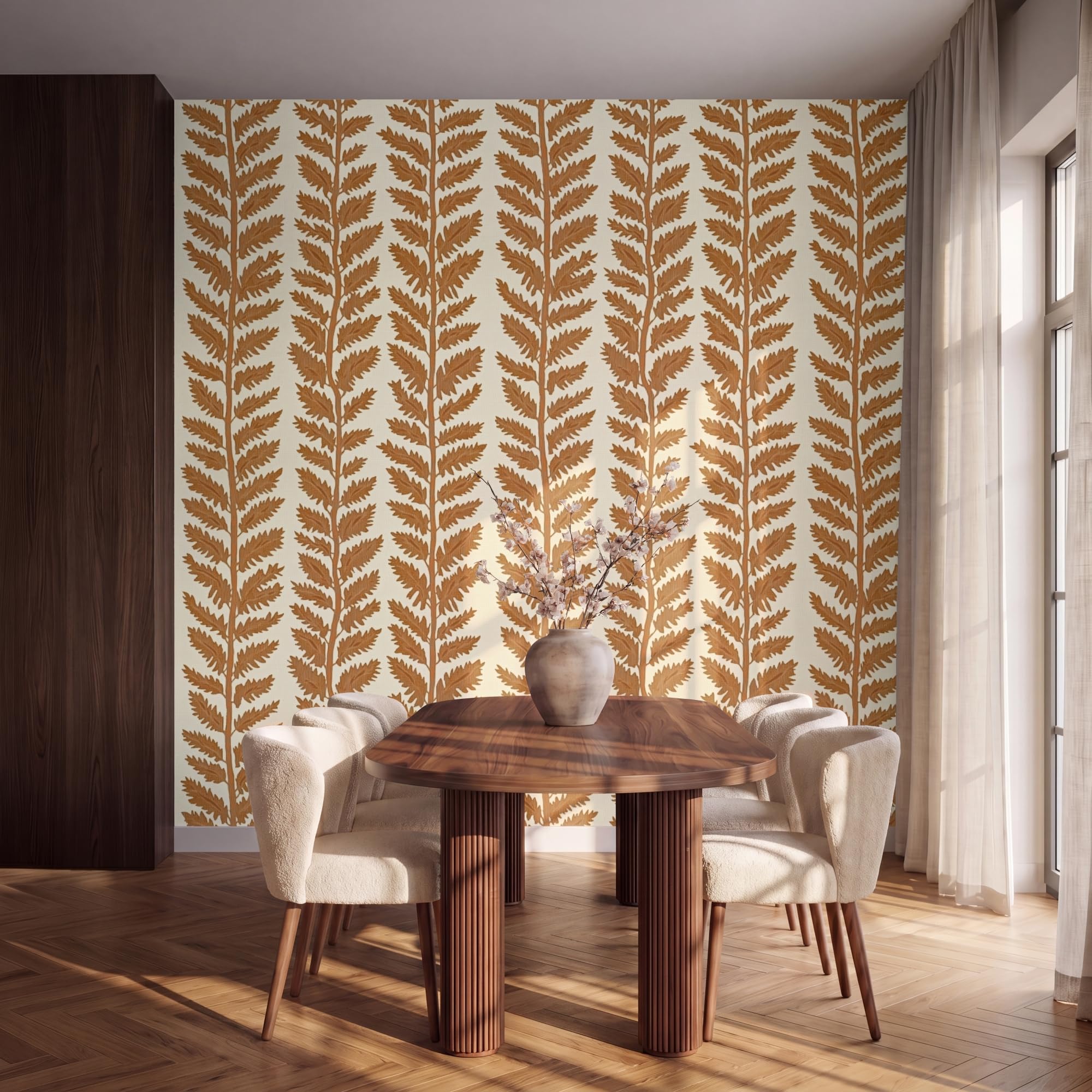 Papel Pintado Vinilico 300x300 cm Primera Calidad Papeles Pintados De Pared Pour Salon Dormitorio Decorativo Wallpaper Cocina Textura - Hojas - Ocre