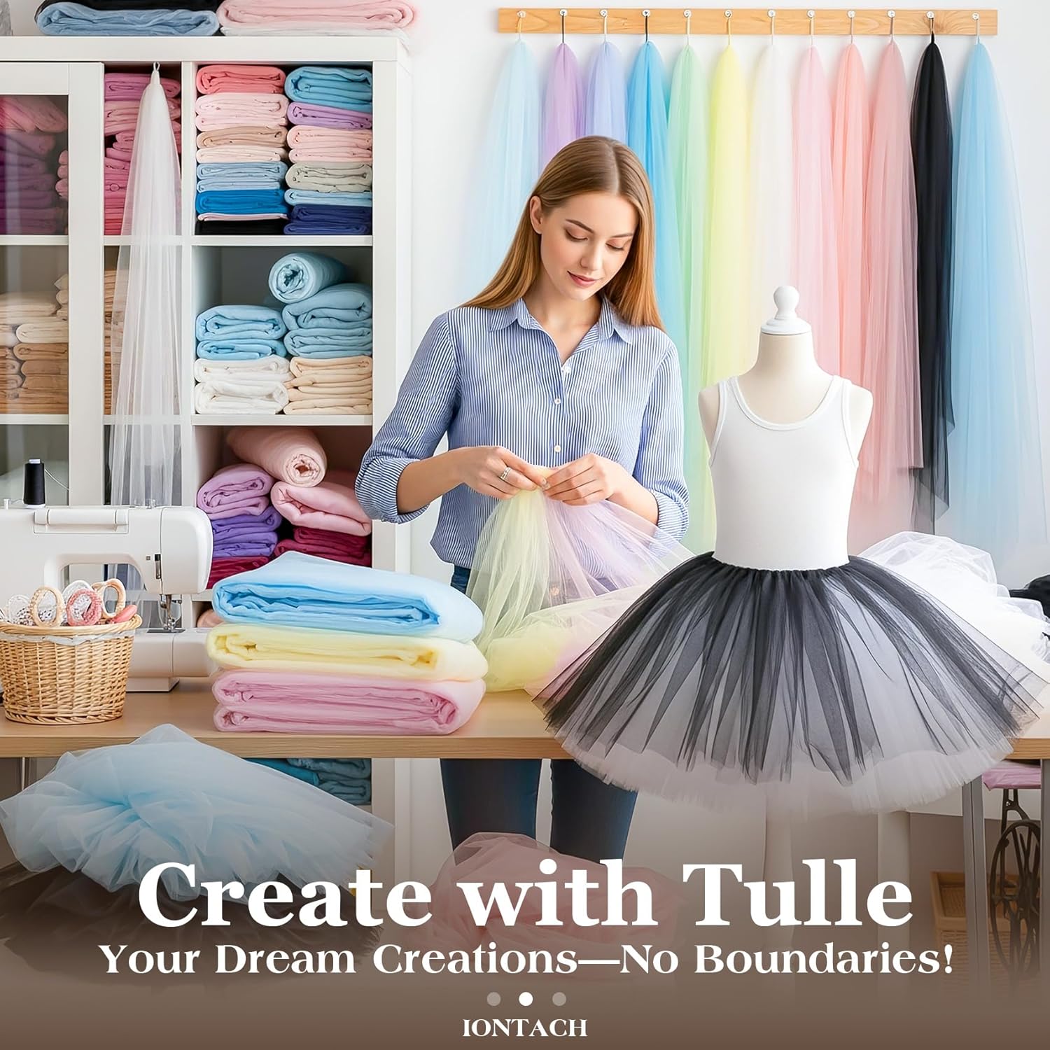 White Tulle Fabric 108" x 25 Yards for Wedding Decoration Pew Bows Christmas Gift Wrapping Ceiling Draping Baby Shower Birthday Party Reception DIY Craft Supplies