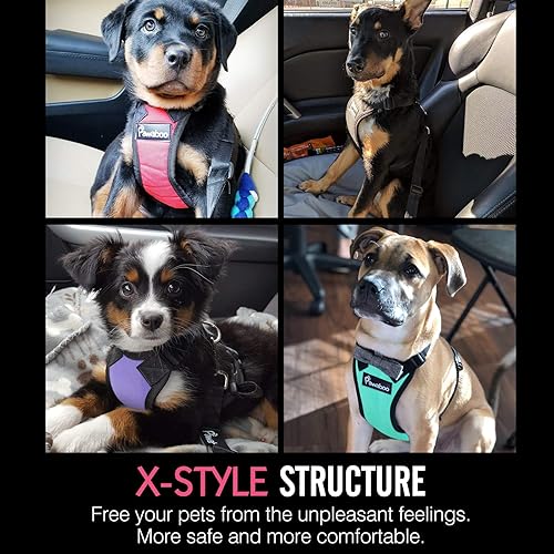 Miniatura 5 de Pawaboo - Chaleco arnés de seguridad para perro, cinturón de asiento de coche con correa ajustable con cierre de hebillamosquetón, fácil control
