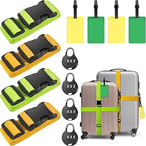 4 Stück Koffergurte Mit Schnalle - Verstellbare Reisebänder 2,5cm Schwarz