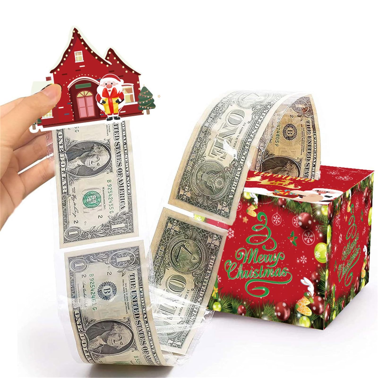 Happy Birthday Surprise Money Box for Cash Gifts Pull Money Cake Creative Ways to Gift Money Presentation Box for Cash Gifts Birthday (Red, 13cm*13cm*11cm)