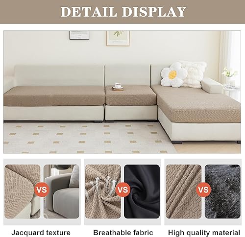 Miniatura 2 de Jin Le Fundas elásticas para cojín de sofá, juego de fundas de cojín para sofá, fundas de sofá de jacquard suave y gruesa, tela texturizada con