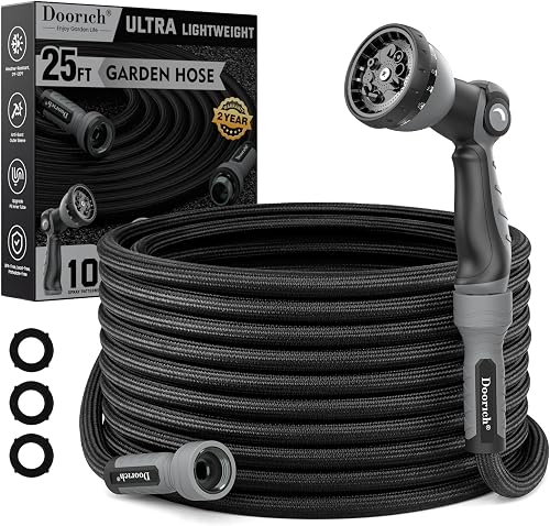 Garden Hose, 25FT Ultra Lightweight Water Hose with Spray Nozzle