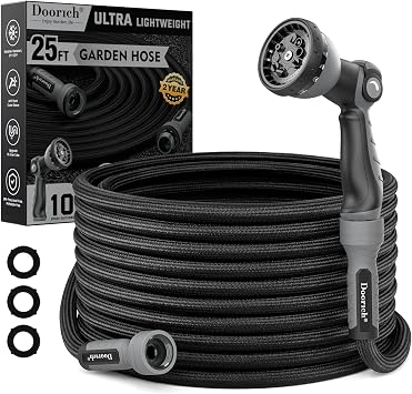 Garden Hose, 25FT Ultra Lightweight Water Hose with Spray Nozzle