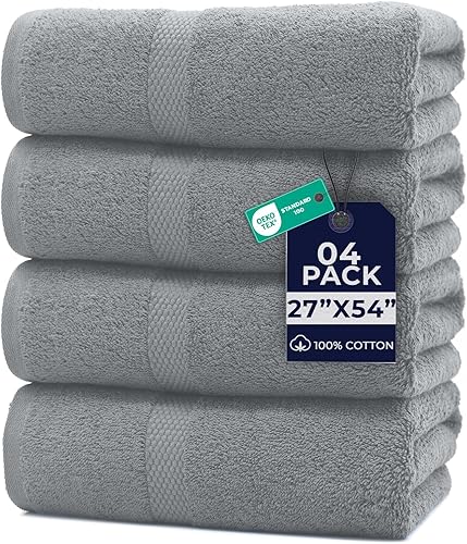 Vista 126 de DAN RIVER Juego de 4 toallas de baño, 27 x 54 pulgadas, 100% algodón, más grandes y ligeras, de secado rápido, súper suaves y absorbentes, toallas