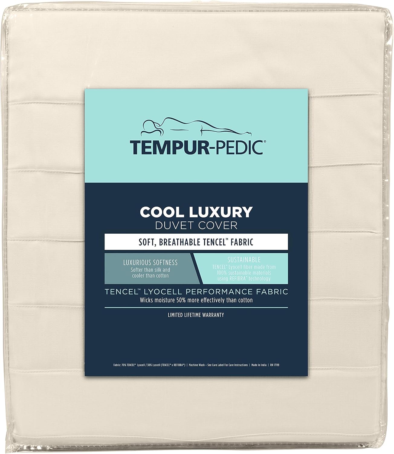 Tempur-Pedic Cool Luxury Duvet Cover, King, Sand Dollar