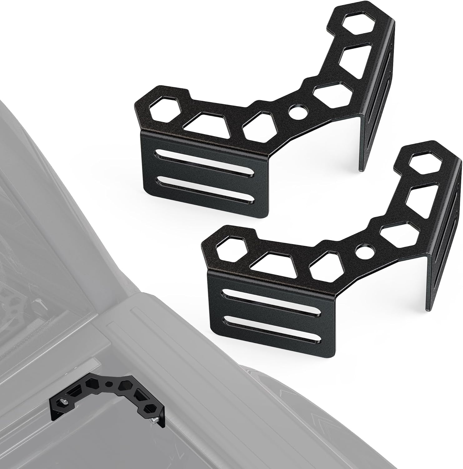 MZS Truck Bed Corner Gussets Compatible with Tacoma 2005-2015 2024-2026, Front Side Rail Tie Down Anchor Mounting Brackets T Slot Nuts for Cargo CB Antenna Flag Whip Light, Balck, Pack of 2