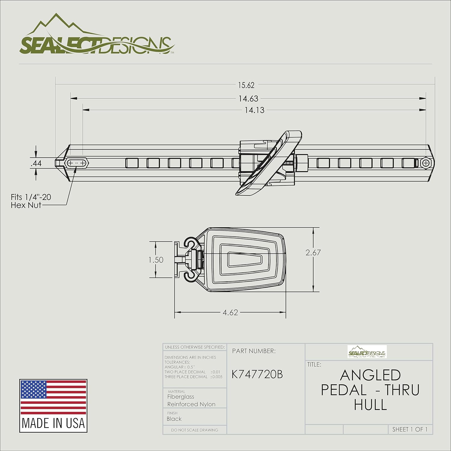 Angled Footbrace with Through Hull Track