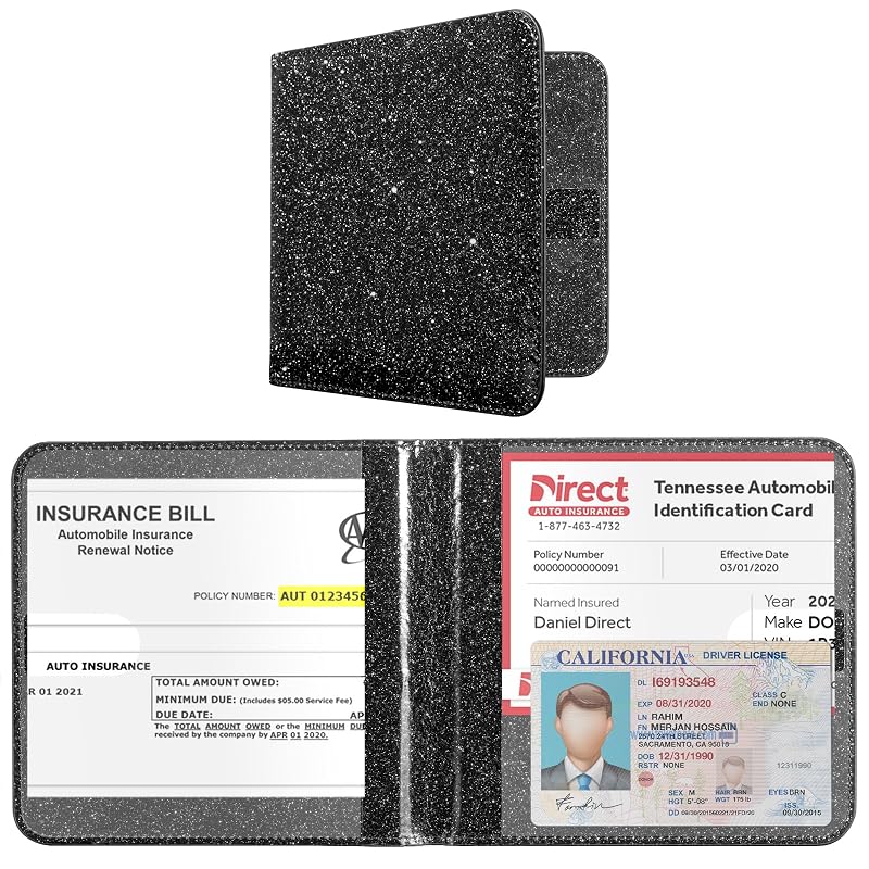 CoBak Porta-Documentos Automotivo para Porta-Luvas em Couro Sintético S-Glitter Black