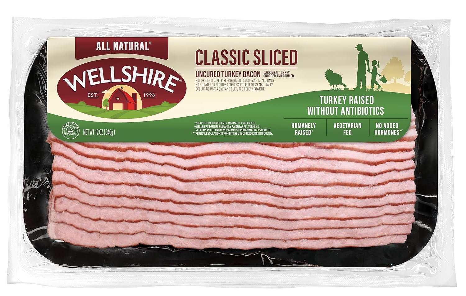 Wellshire Farms, Classic Sliced Turkey Bacon, 12 oz