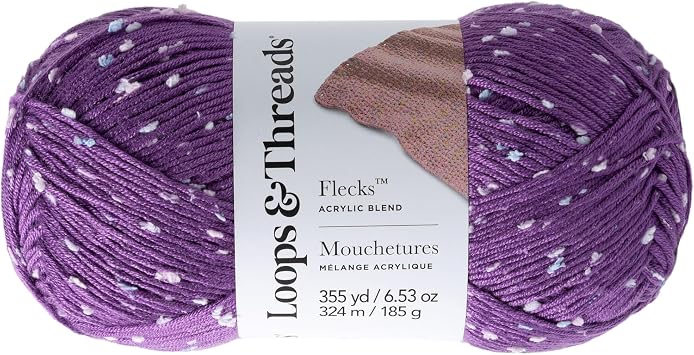 Loops & Threads Amethyst Flecks Yarn Medium Weight Yarn for Knitting, Crochet, Weaving, Arts & Crafts, 18 Pack