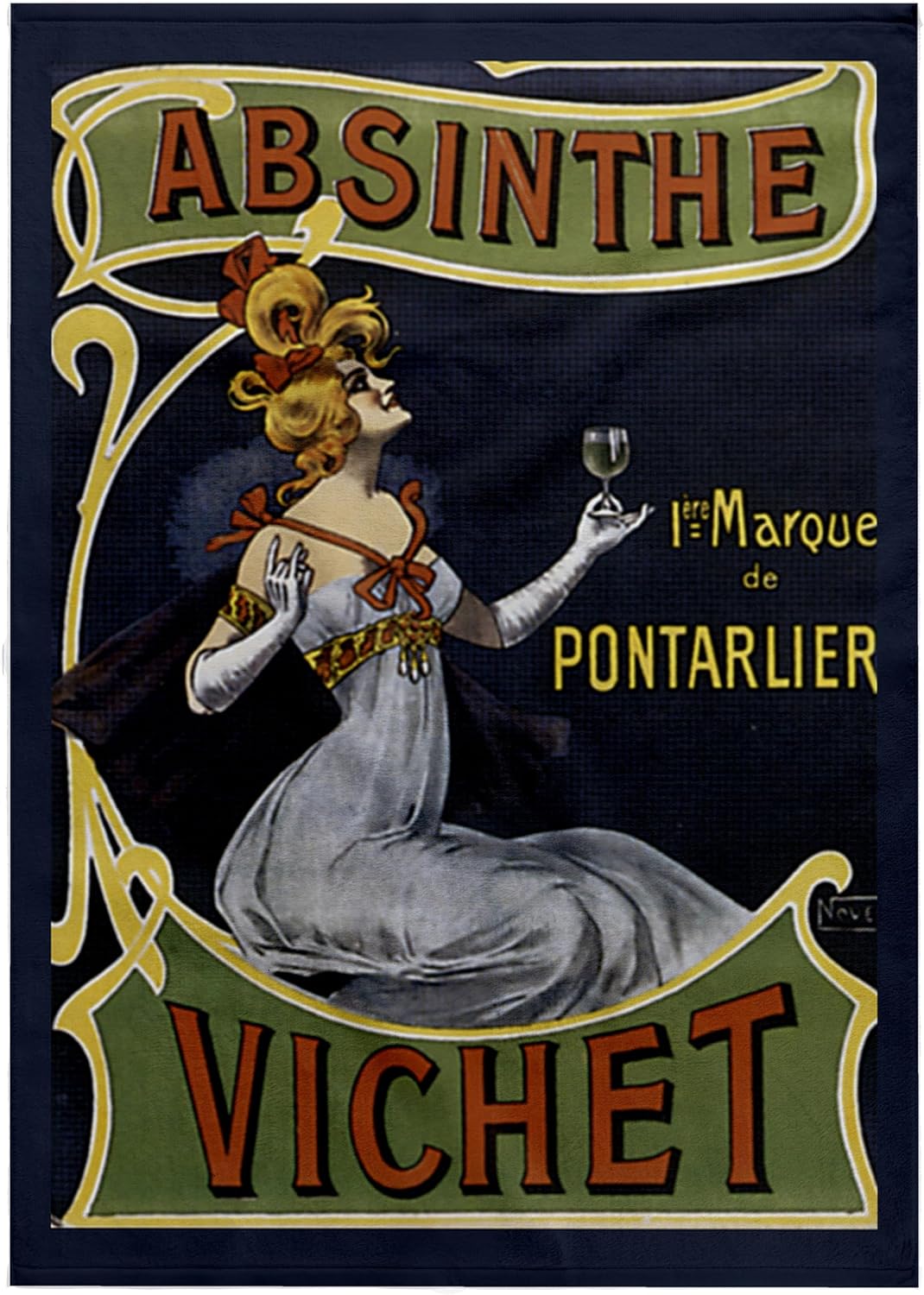 3dRose Vintage Absinthe Vichet French Liquor Advertising Poster 22x30 Bath Hand Pool Towel