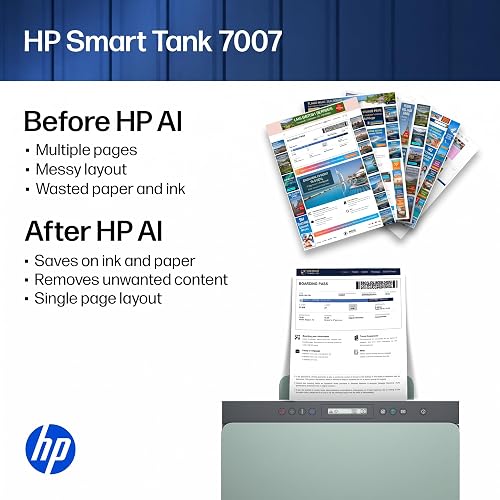 HP Smart Tank 7007, Imprimante Multifonction Jet d’Encre Couleur, A4, Wi-FI, Impression Recto-Verso Automatique, Numérisation et Copie, Jusqu’à 3 Ans d’Encre Inclus, Blanche - 9