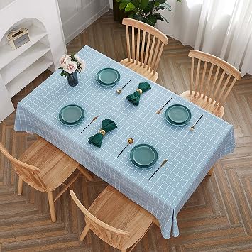 YSUEFIJO Rectangle Tablecloth Waterproof, Vinyl PVC Rectangle Table Cloth, Rectangular Patio Table Cover, Protector Oil Spill Proof Wipe Table Cover, for Dining Table, Buffet Parties