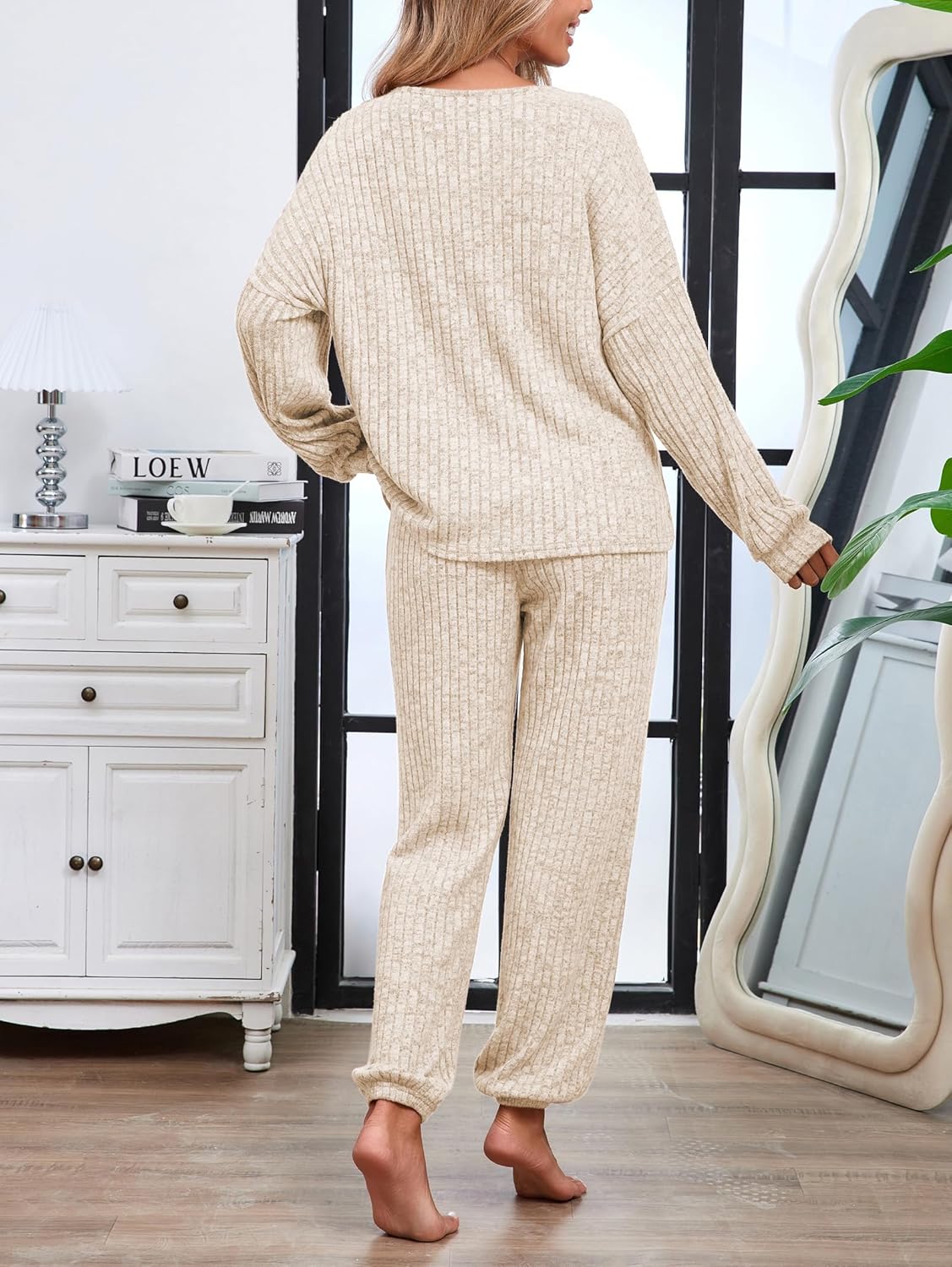 iChunhua Pajama Sets for Women Long Sleeve Pullover Sweater Top and Ribbed Knit Jogger Pant 2 Piece Sleepwear - Image 5