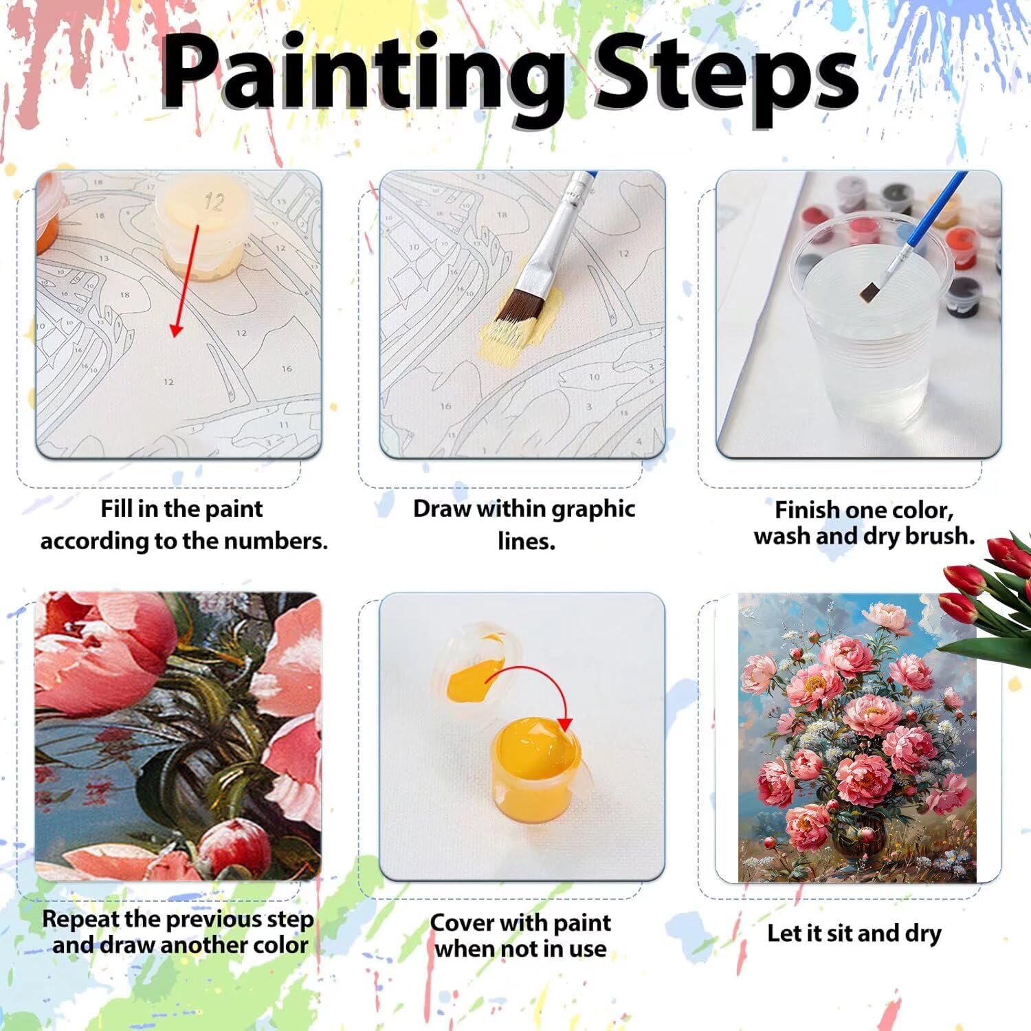 Pintar por Numeros Adultos pintar por numeros niños manualidades niños 10 años, DIY Pintar por Números de Pincel y Pintura acrílica Decoraciones para el Hogar Manualidades, sin Marco 60x80cm C-66