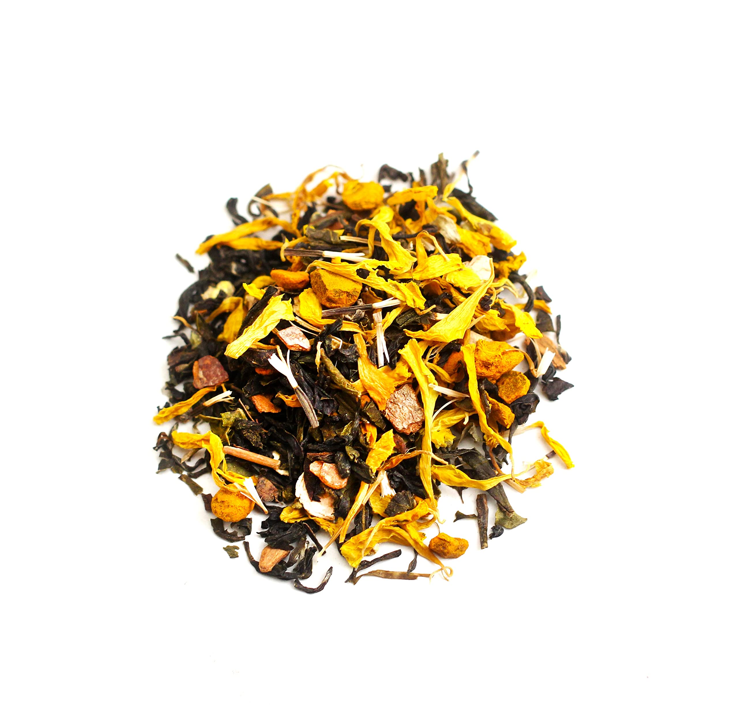 OH CHA - Turmeric Green Tea | 100% Whole Green Tea Leaves with Marigold, Black Pepper & Lemon peels | Golden Milk |Can use as Turmeric Latte | For Immunity, Inflammation | 35g Tin Caddy 2