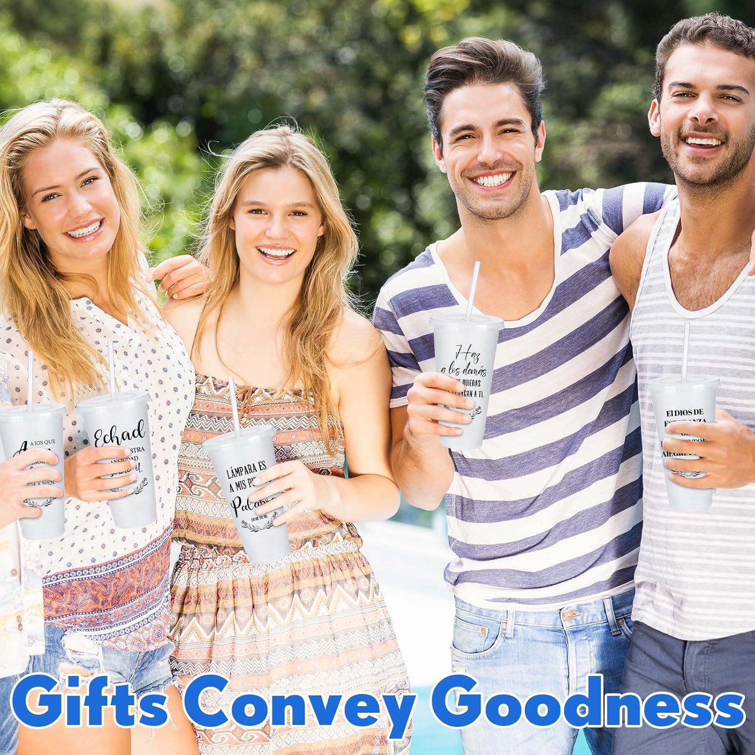 24 Packs Inspirational Christian Gift Spanish Bible Verse Cup Bulk 24oz Religious Plastic Tumbler with Lid Straw for Valentine Easter Church (White) - Image 7