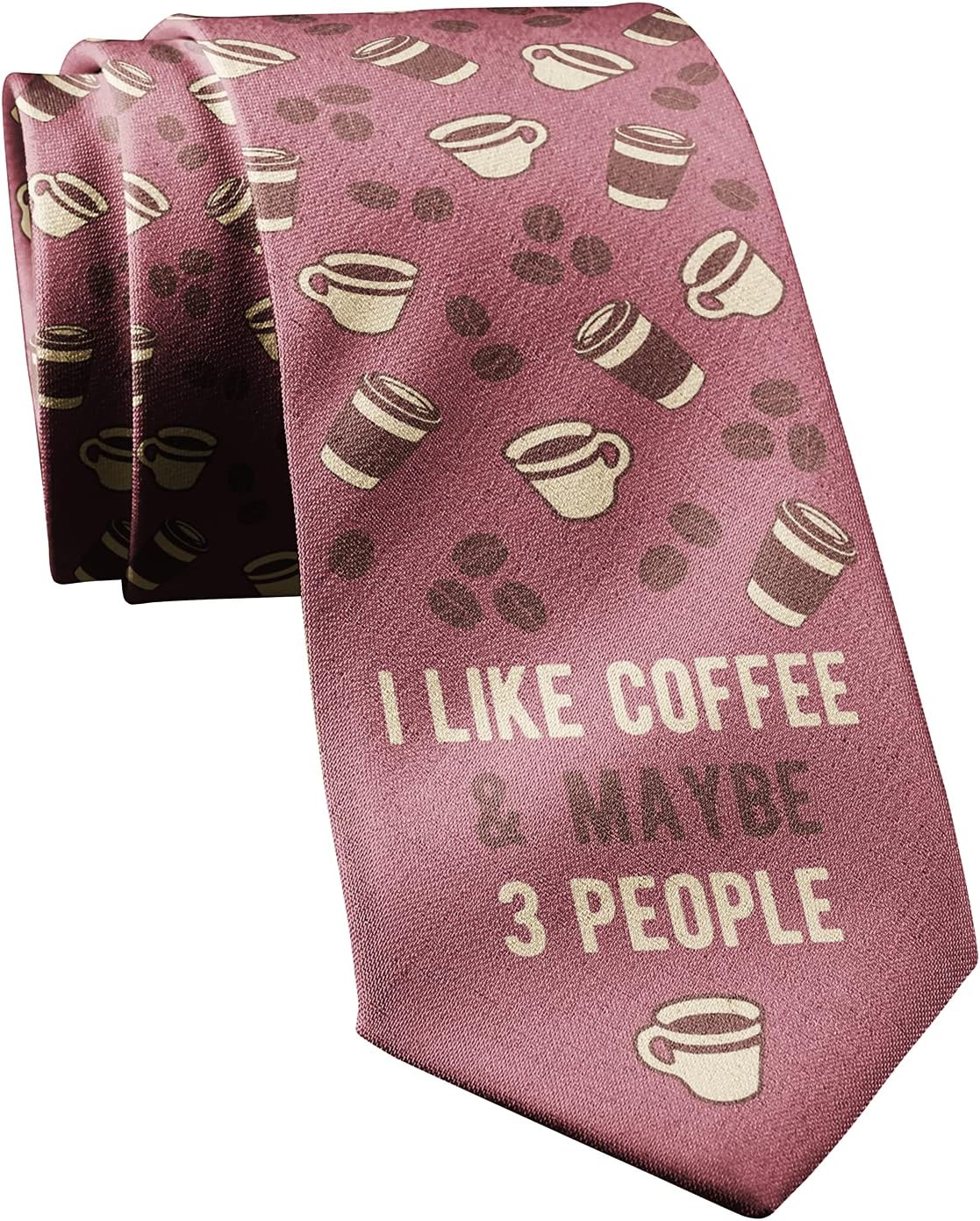 I Like Coffee and Maybe 3 People Funny Coffee Tie for Men | Caffeine Lover Tie for Men,Barista Outfit, Funny Accessory Novelty Gift, Funny Necktie, Graphic , Cool Coffee, Introvert,