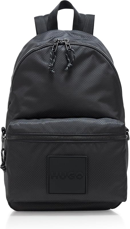 Stacked Logo Nylon Blend Backpack, pitch black, One Size