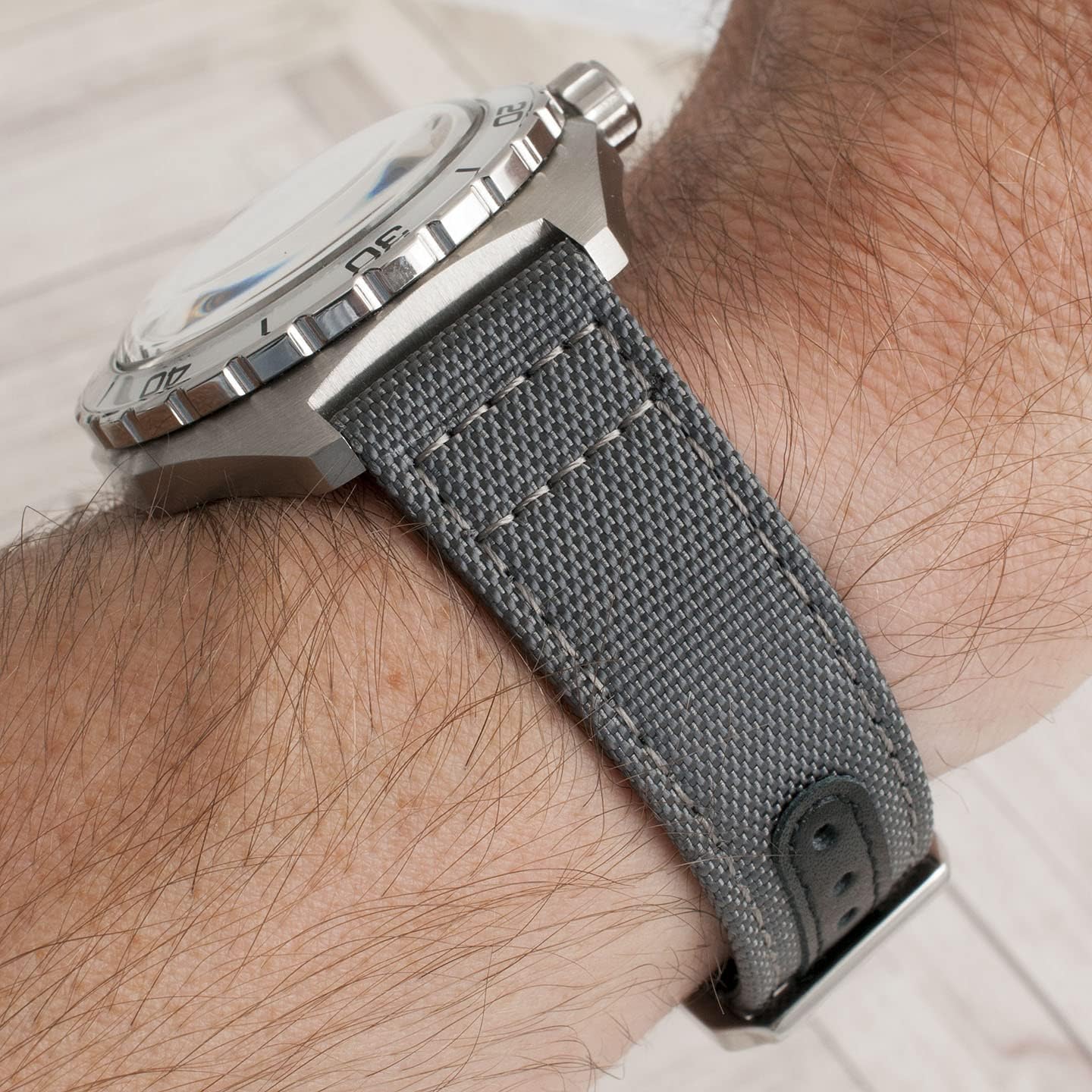 StrapHabit Quick Release Watch Band Replacement Sailcloth Watch Strap - Two Lengths - Nylon Leather Watch Strap - 19mm 20mm 21mm 22mm - Image 3