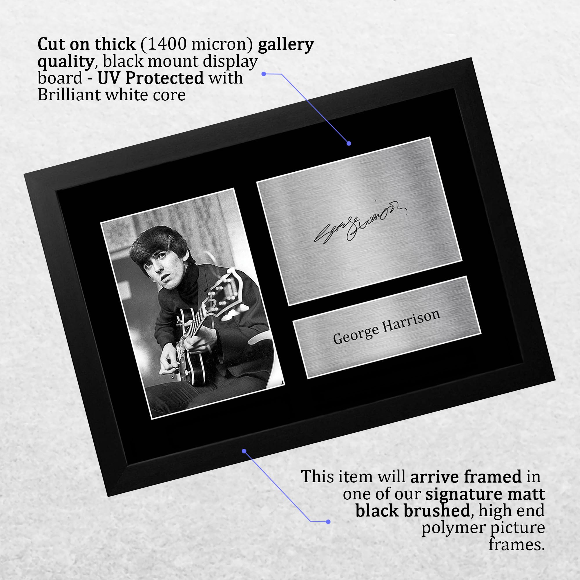 HWC Trading FR A4 George Harrison The Beatles Gifts Printed Signed Autograph Picture for Music Memorabilia Fans - A4 Framed - Image 3