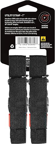 Miniatura 2 de GEAR AID Correas de uso general con hebilla de liberación lateral, asegura y comprime equipo de camping, ciclismo, caza, navegación, ancho de 1