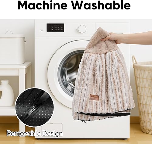 Miniatura 7 de FUKUMARU Cama para perro, camas calmantes en forma de dona para cachorros ansiosos, cama moderna y estética para gatos con estampado degradado,