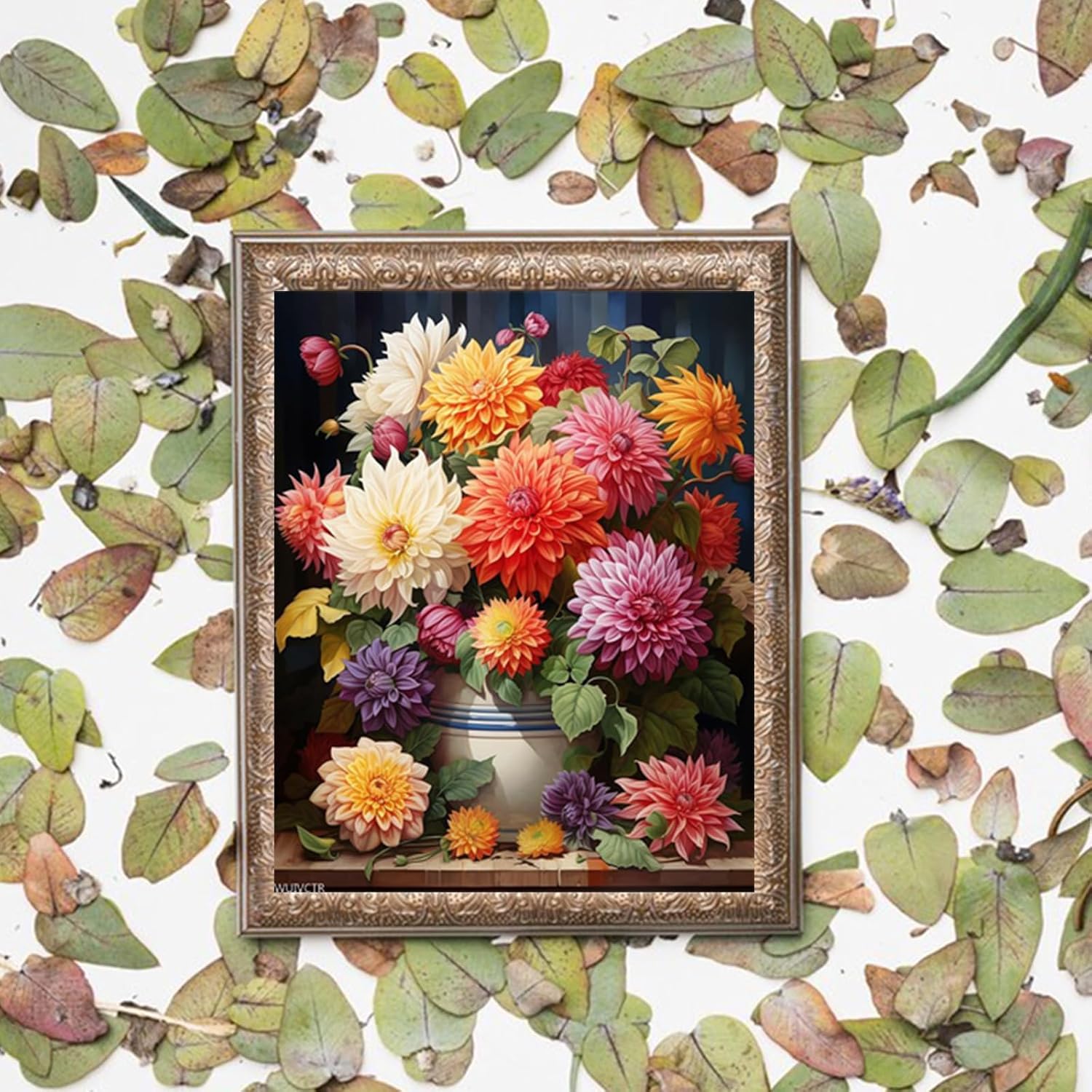 WUIVCTR Acrylic Paint by Numbers Painting, Multi Colored Dahlia Flower Pots, DIY Paint by Numbers for Adults, Canvas Painting Gift Kit for Home Office Decor, 40x50cm