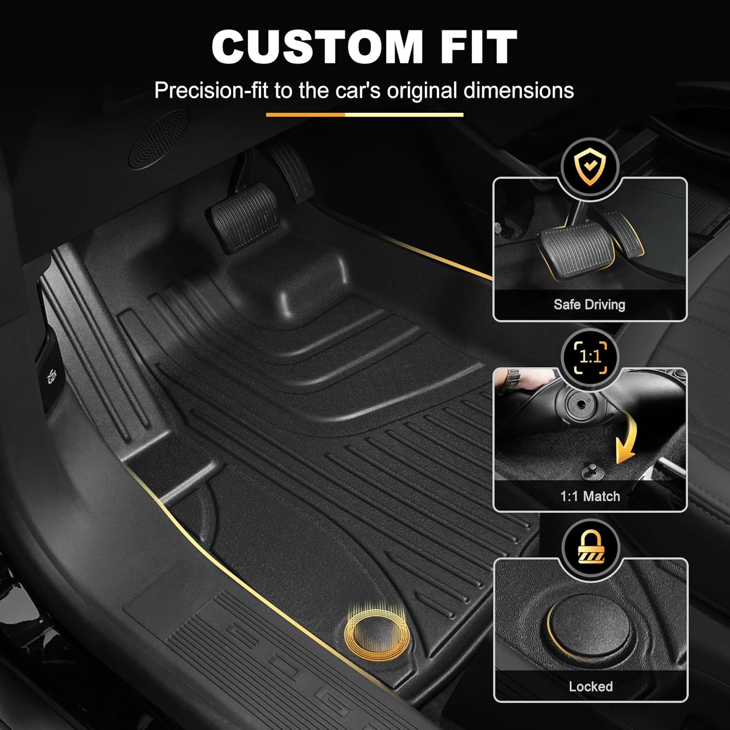 AOMSAZTO Floor Mats for 2017-2026 Ford F-250/F-350/F-450/F-550 SuperCrew Cab - 1st and 2nd Row All Weather Floor Liners for F250 / F350 / F450 / F550 SuperDuty Crew Cab with Storage Box