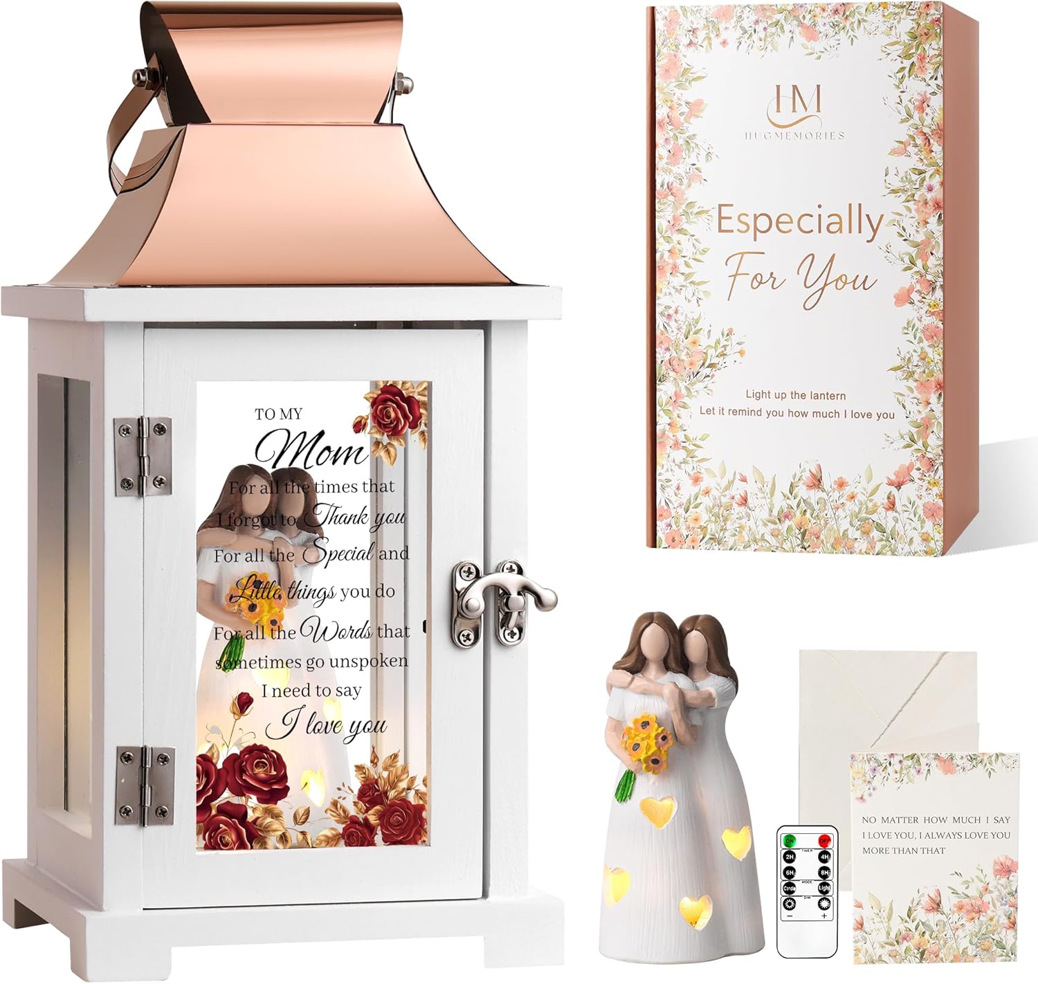 Gifts for Mom from Daughter, for Mom, Meaningful Mom Gifts for Birthday, Lantern with Mother and Daughter Hand Painted Figure