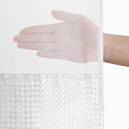 Miniatura 5 de Americanflat Cortina de ducha sin ganchos, 72 x 75 pulgadas, cortina de ducha larga resistente al agua con panel transparente, forro a presión y