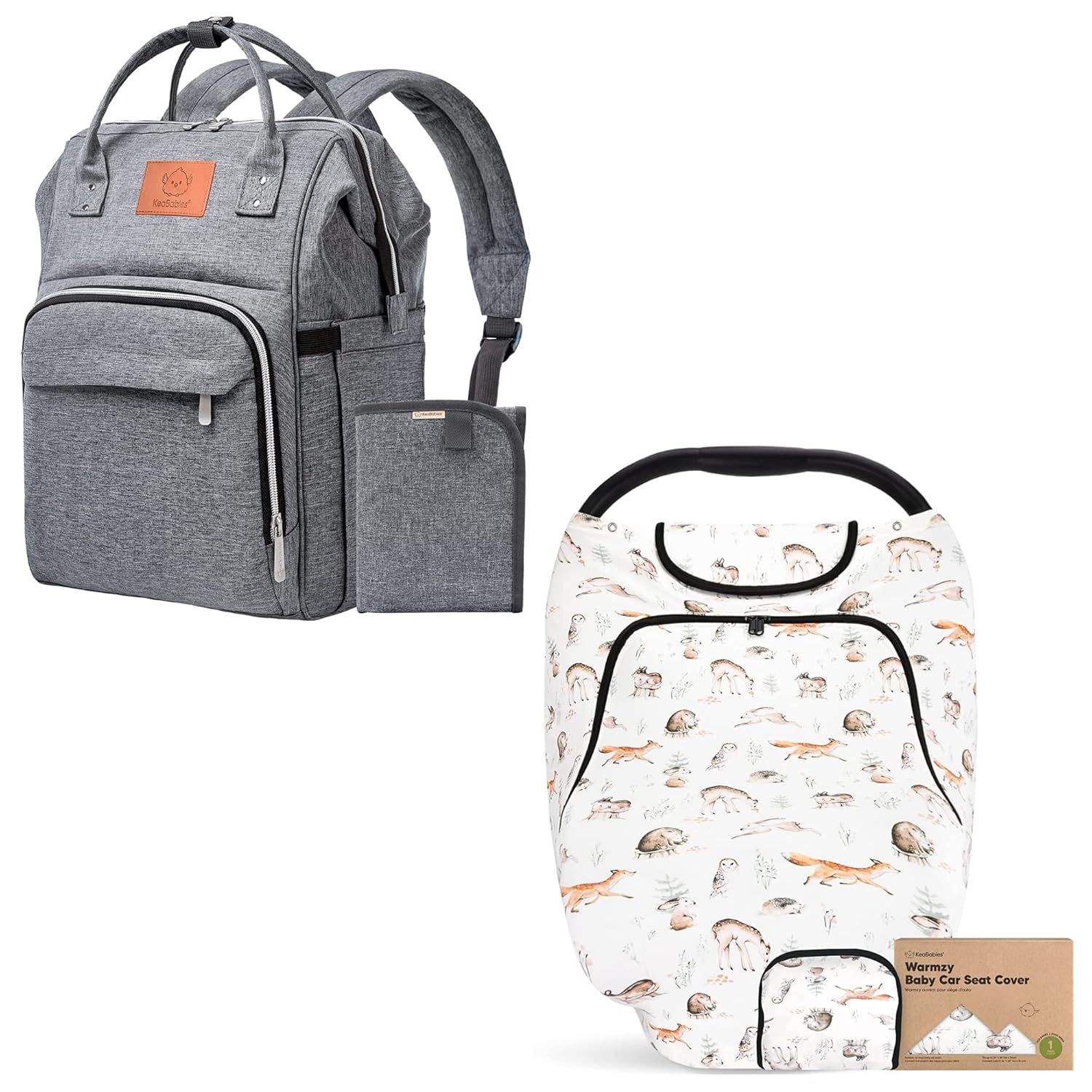 KeaBabies Diaper Bag Backpack and Car Seat Cover for Babies