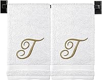 Vista 100 de Toallas de mano beige para baño, monogramadas, toallas turcas de algodón de lujo, bordadas en Estados Unidos, juego de 2, elige el color y la letra