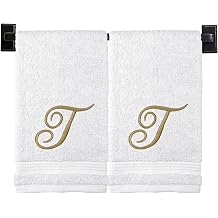Monogrammed Hand Towels for Bathroom | Set of 2 | Genuine Turkish Towels | Choose Towel and Thread Color | A - Z | Monogrammed Towels with Embroidered Script Font