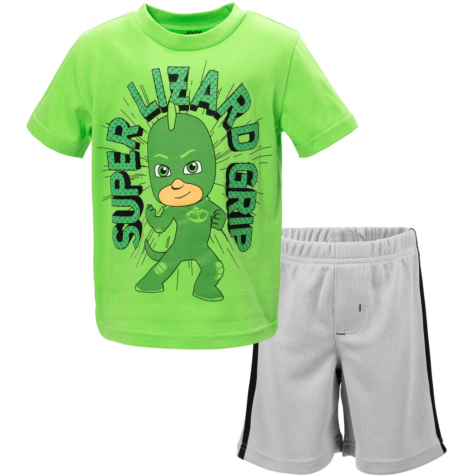 PJ Masks Gekko Owlette Catboy T-Shirt and Mesh Shorts Outfit Set Toddler to Little Kid