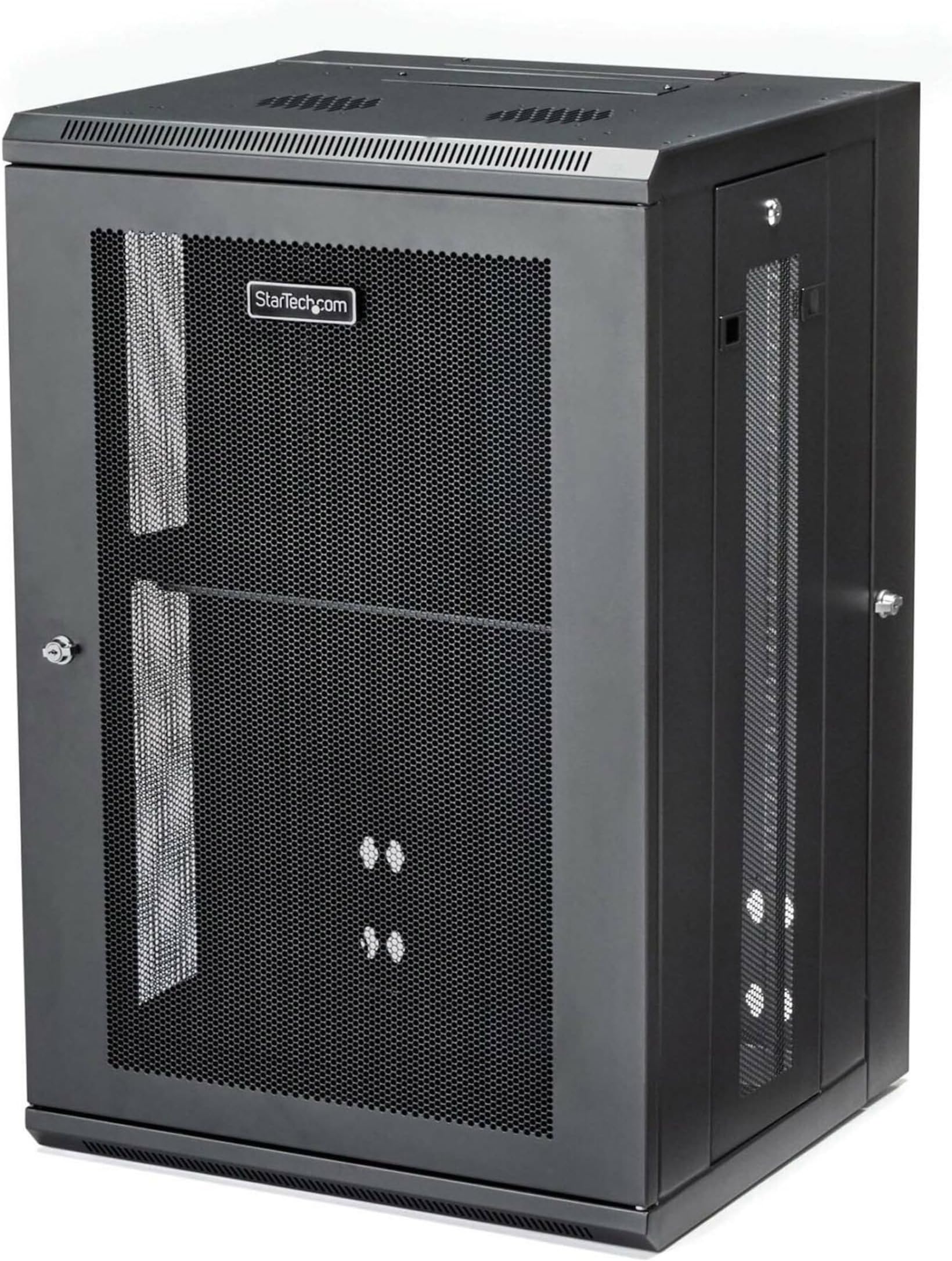 StarTech 4-Post 18U Wall Mount Network Cabinet w/ 1U Shelf, 19" Wall-Mounted Server Rack Kit for IT / Data Computer Equipment, Ships Fully Assembled