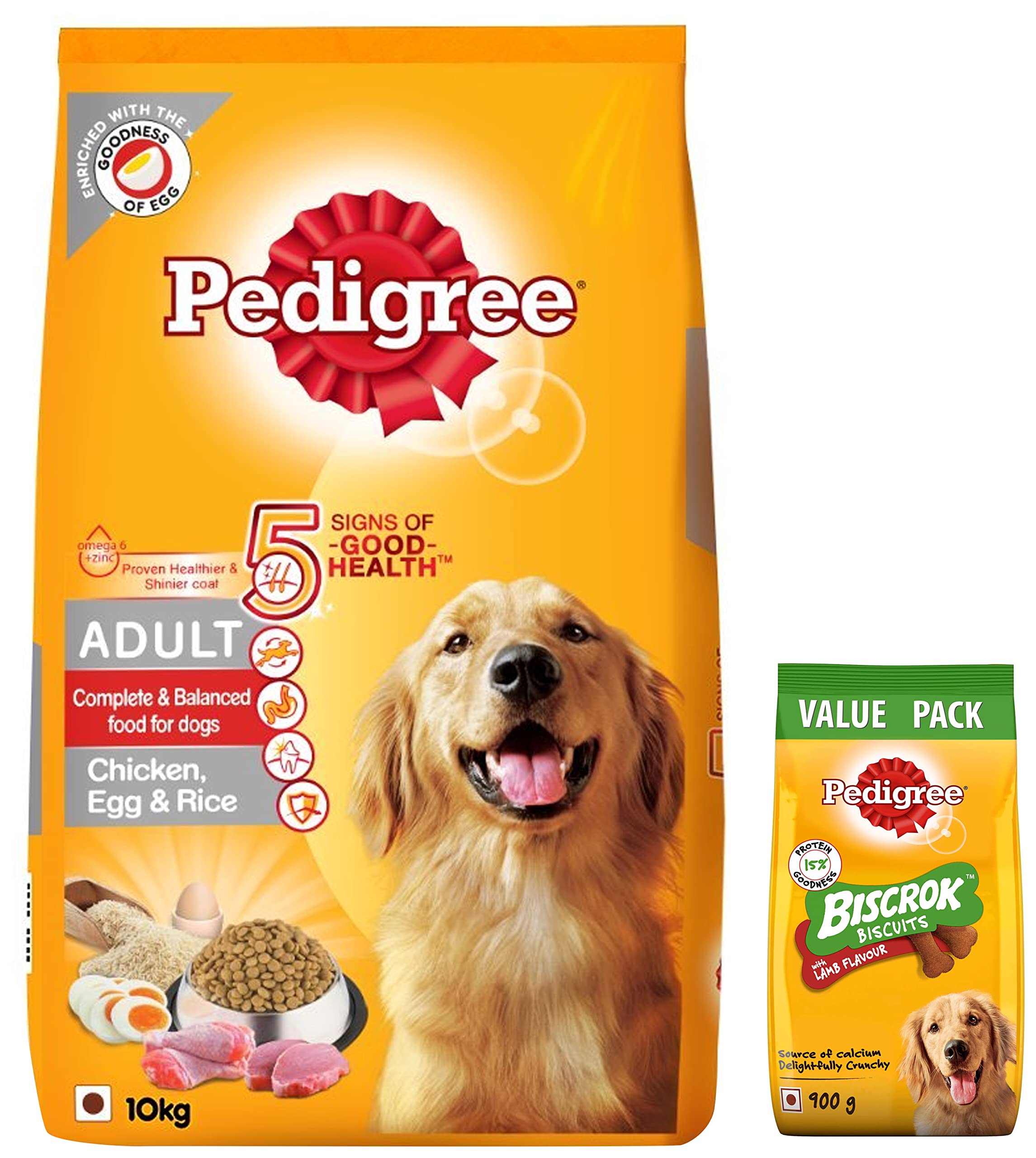 Pedigree Adult Dry Dog Food (High Protein Variant) Chicken, Egg & Rice, 10kg Pack & Adult Biscrok Biscuits Dog Treat (Above 4 Months) Lamb Flavour, 900g Pack (B09VHC4HJS) Amazon Price History, Amazon Price Tracker
