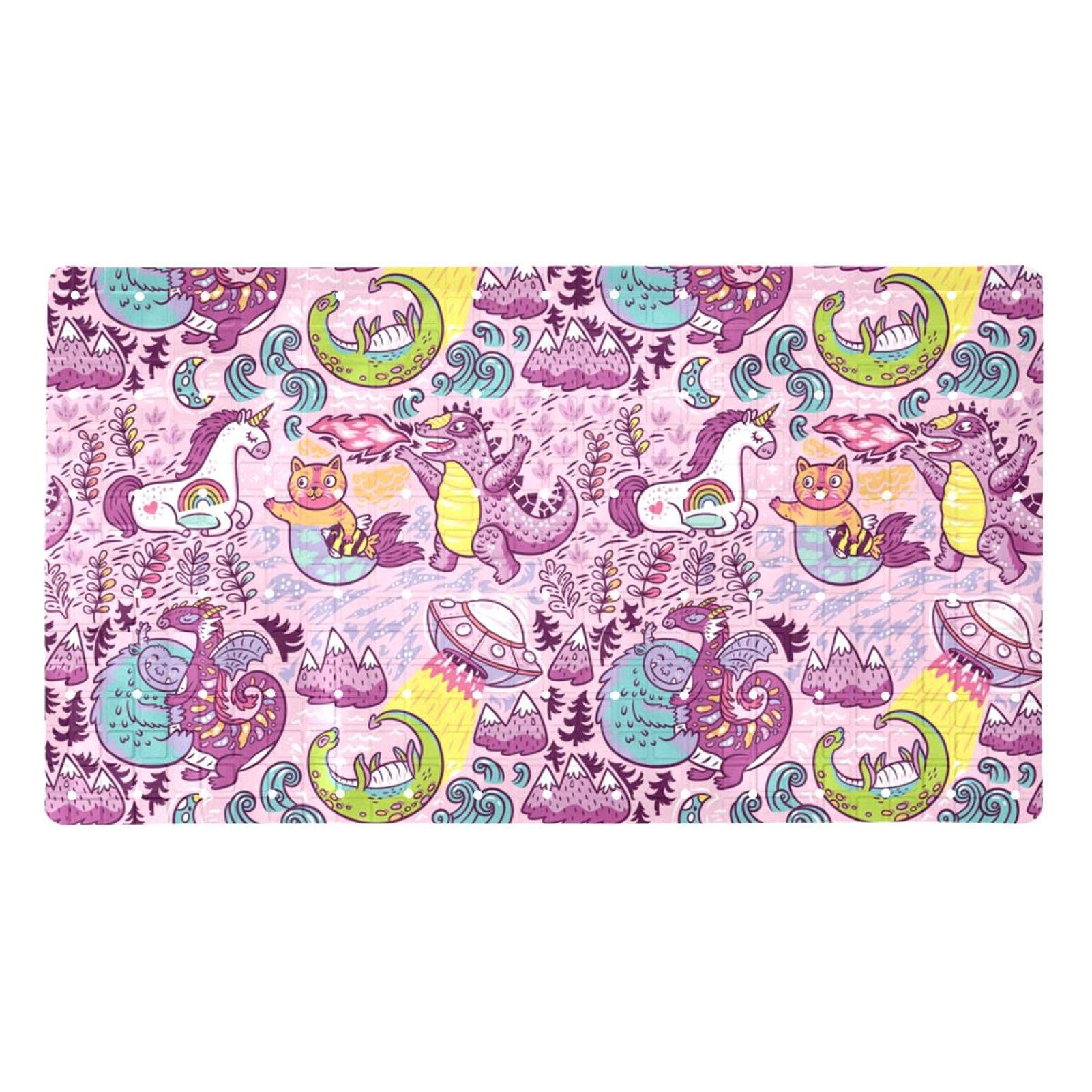 Tapis de douche antidérapant baignoire enfant motif licorne rose