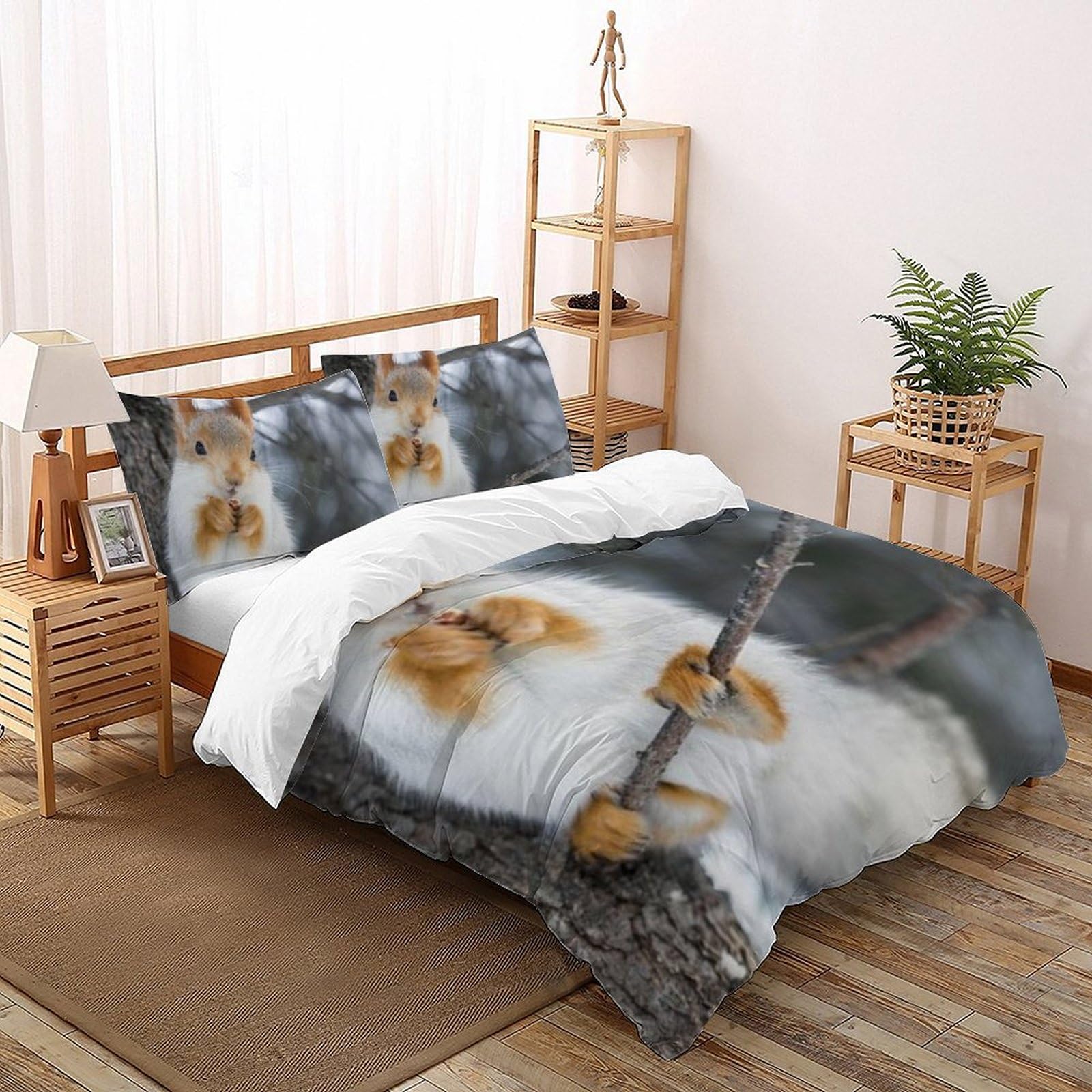 Housse de couette écureuils 260x220cm pour créer une chambre d'enfant ambiance forêt